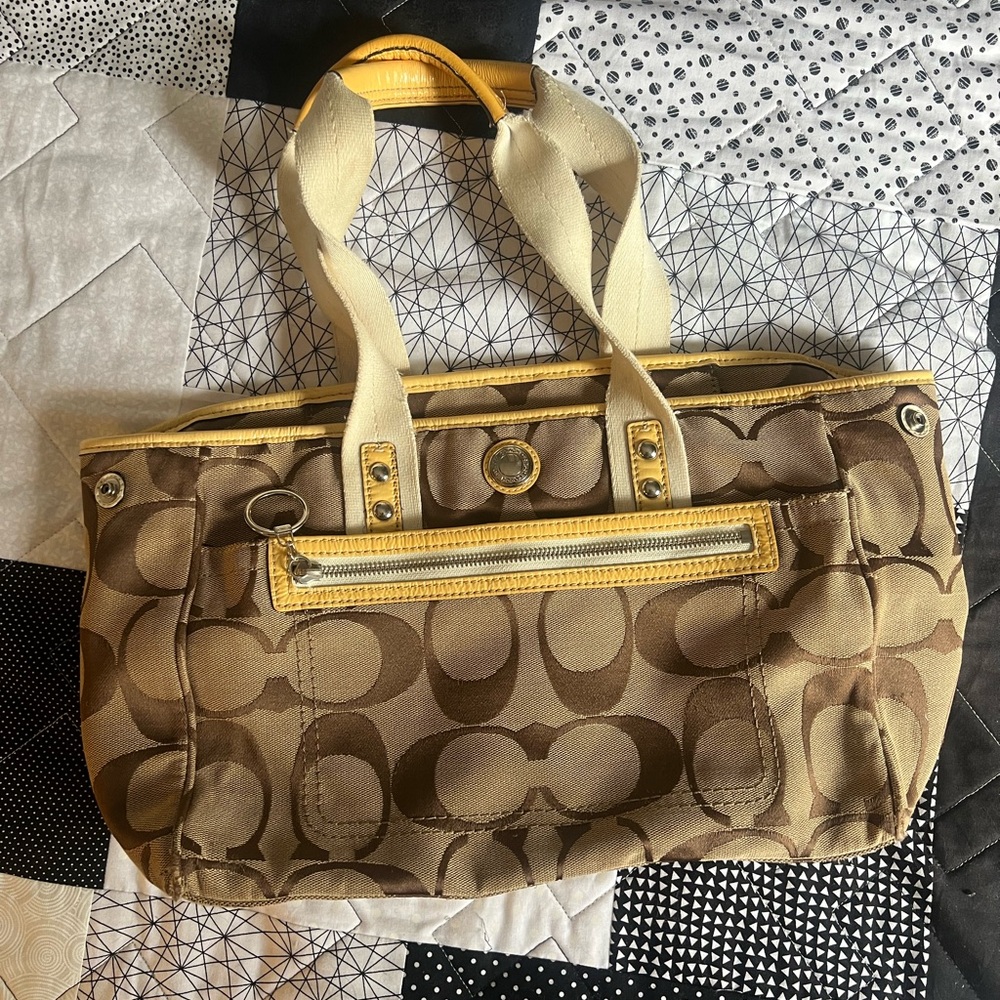 Coach Brown and Yellow Shoulder Bag